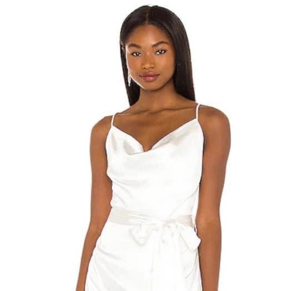 Revolve Ivory Satin Dress